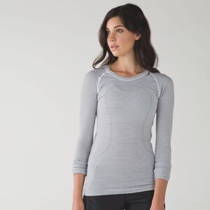 lululemon athletica Swiftly Tech Long Sleeve Crew - White with black stripes